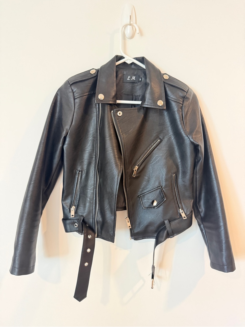 Black Leather Jacket with belt